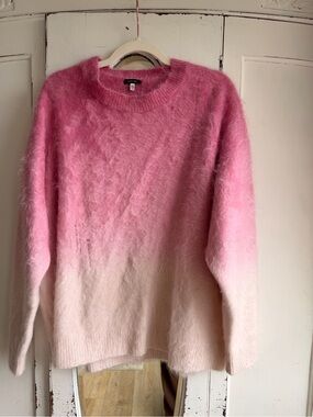 R13 Pink Cashmere Ombre Fuzzy Crewneck Sweater